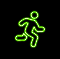 green neon symbol running