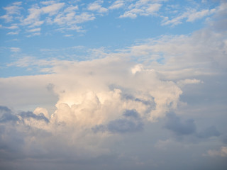 Beautiful, cumulus clouds in the blue sky