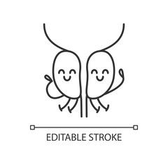 Smiling prostate gland character linear icon