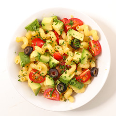 pasta salad with avocado and tomato