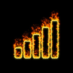 The symbol signal burns in red fire