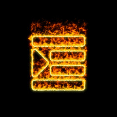 The symbol indent burns in red fire