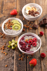 chia pudding with granola and fruit