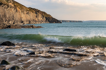 Wave Breaking on Porth Melgan Beach, Whitesands, Pembrokeshire Coast