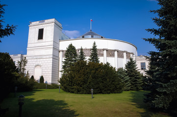 Main building of Sejm - lower house of the Polish parliament in Warsaw, Poland
