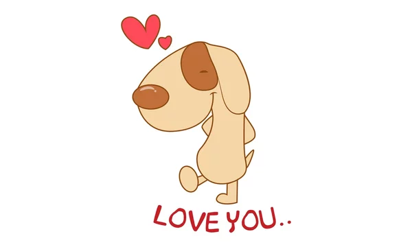 Vector cartoon illustration of cute dog in love and saying love you.  Isolated on white background. Stock Vector | Adobe Stock