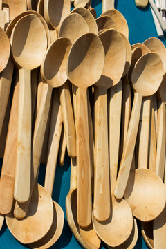 soup spoon or tablespoon made of wood