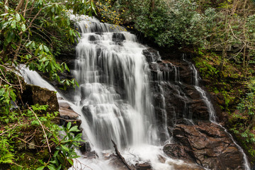 Fototapeta na wymiar Soco Falls on the Qualla Indian Reservation in North Carolina, United States