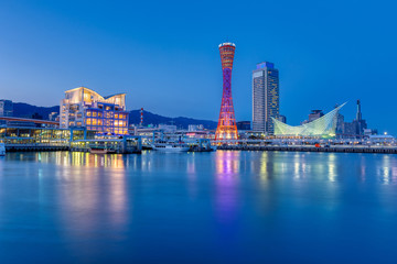 Fototapeta premium Port of Kobe skyline at night in Kansai, Japan