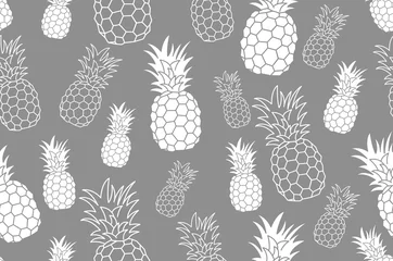 Tapeten Ananas Nahtloses Muster mit Ananas. Vintage Ananas nahtlos für Ihr Unternehmen. Vektor-Textur. graues Tintenmuster