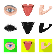 Vector illustration of human and part sign. Collection of human and woman stock symbol for web.