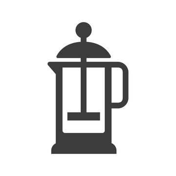 French Press Icon On White Background.