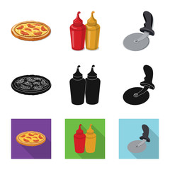 Vector design of pizza and food logo. Collection of pizza and italy vector icon for stock.