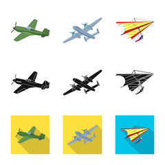 Isolated object of plane and transport icon. Set of plane and sky stock vector illustration.