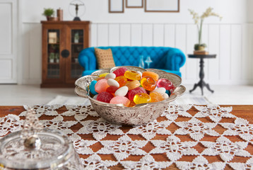 Bayram sugar close up and room background style.