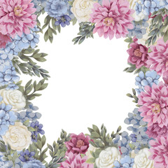 Floral frame for design save the date cards, invitations, posters and birthday decoration