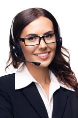 Portrait of customer support phone operator