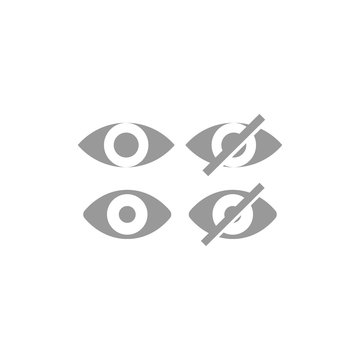 Eye, Hide Show Simple Vector Icon Set. View Eye, See Sign Web Icons.