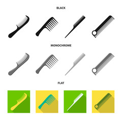 Vector illustration of brush and hair logo. Collection of brush and hairbrush stock vector illustration.