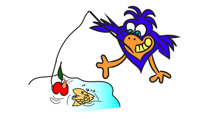 fishing, bait, apple, worm in apple, fear of worms, resourcefulness, unbelief, what's happening