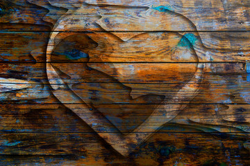 Obraz na płótnie Canvas volumetric heart on wooden background