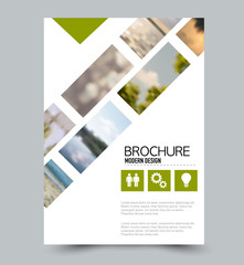 Fototapeta premium Flyer template. Brochure layout. Annual report cover or print out poster design. Green color. Vector illustration.