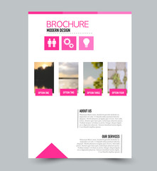Flyer template. Brochure layout. Annual report cover or print out poster design. Pink color. Vector illustration.