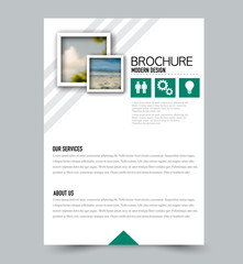 Flyer template. Brochure layout. Annual report cover or print out poster design. Green color. Vector illustration.