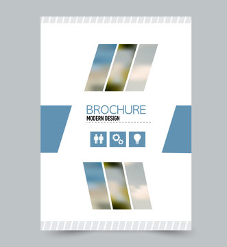Flyer template. Brochure layout. Annual report cover or print out poster design. Blue color. Vector illustration.
