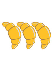 3 croissants team brötchen lecker hunger essen backen französisch bäckerei bäcker frühstück clipart cool design