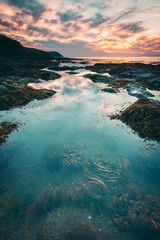 Beautiful rockpools at sunset, Newport, Pembrokeshire