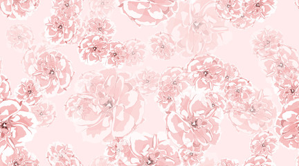 Watercolor Roses, Floral Seamless Pattern.