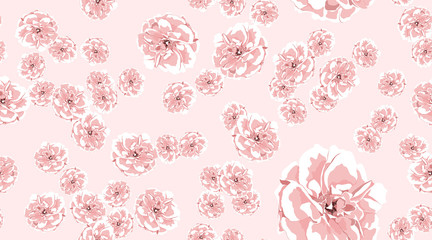 Watercolor Roses, Floral Seamless Pattern.