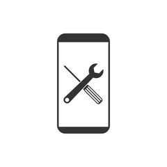 Repair, service, mobile phone icon. Vector illustration, flat design