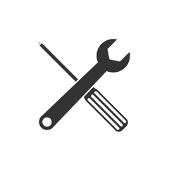Screwdriver and wrench icon. Vector illustration, flat design.