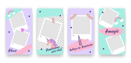 Vector trendy editable set of templates for social media networks stories. Modern design backgrounds for flyers, cards, posters