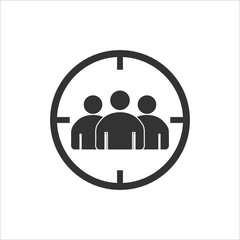 Audience, people target icon. Vector illustration, flat design.