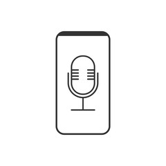 Smartphone, microphone, voice recorder icon. Vector illustration, flat design.