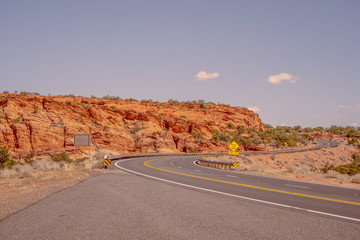 Fototapeta na wymiar Road through the desert of Arizona - travel photography