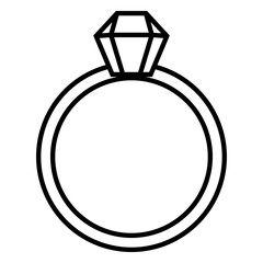 Vector Outline Icon - Wedding Ring with Diamond