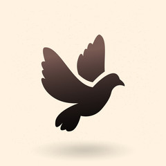 Vector Black Silhouette Flying Pigeon Icon