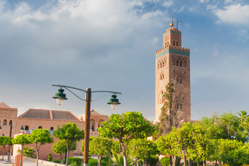 Fototapeta premium Morocco, Marrakech, Koutubia Mosque Minaret