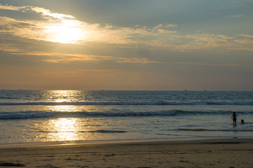 Beautiful landscape a sunset the Arabian Sea in Goa India