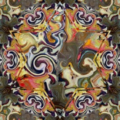 Surreal psychedelic watercolor and oil mixed art background in pastel colors. Unique fractal pattern. Graphic design. Creative template for print products decoration.