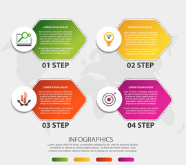 Modern 3D vector illustration. Timeline process chart infographic template with four elements, box, options. Designed for business, banner, presentations, web design, interfaces, diagrams with 4 steps