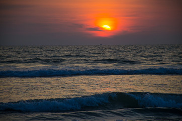 Beautiful landscape a sunset the Arabian Sea in Goa India