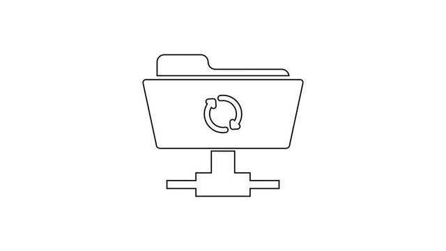 Grey FTP sync refresh line icon on white background. Concept of software update, transfer protocol, router, teamwork tool management, copy process. 4K Video motion graphic animation