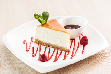 cheesecake with berry sauce