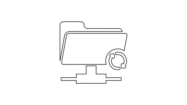 Grey FTP sync refresh line icon on white background. Concept of software update, transfer protocol, router, teamwork tool management, copy process. 4K Video motion graphic animation