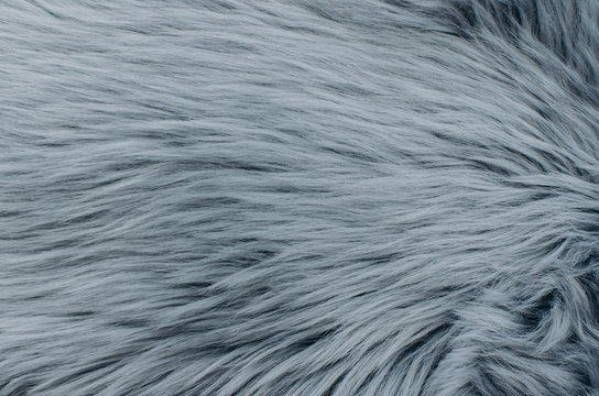 Long And Thick Gray Fur. Grey Artificial Fur Texture